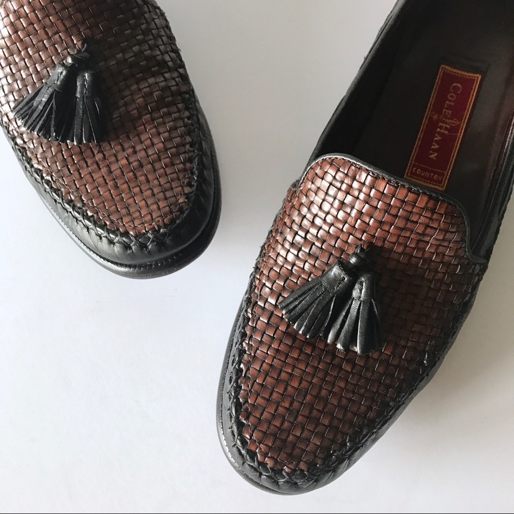 C O L E  H A A N  Leather Woven Loafers